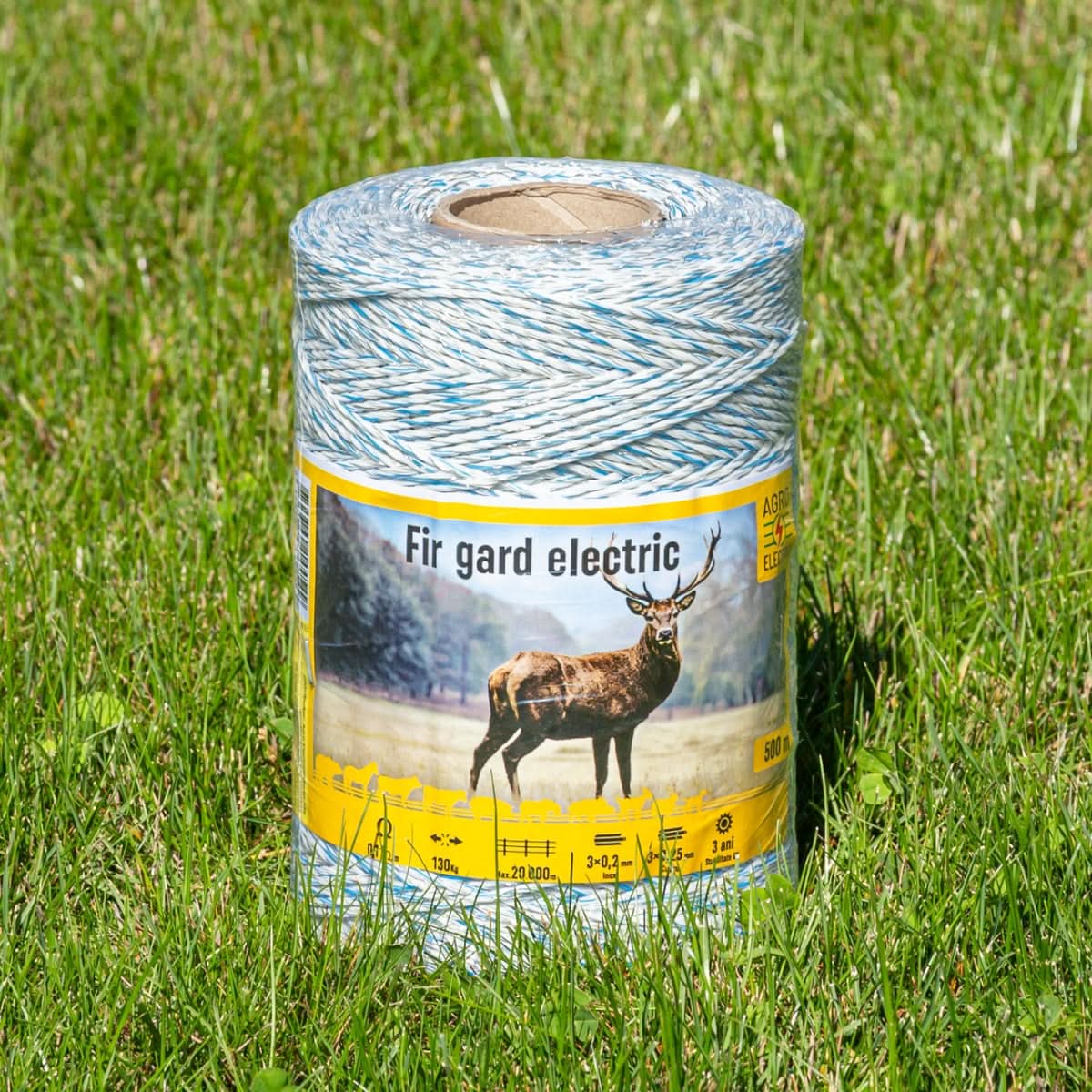 Fir gard electric 500m, rezistență 130kg, 0,11 Ω/m, inserții inox și cupru, pentru animale