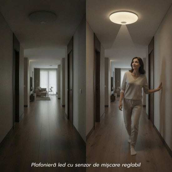 Plafoniera LED cu senzor miscare 12W, Ø270x95 mm, 900 lm, 4100K