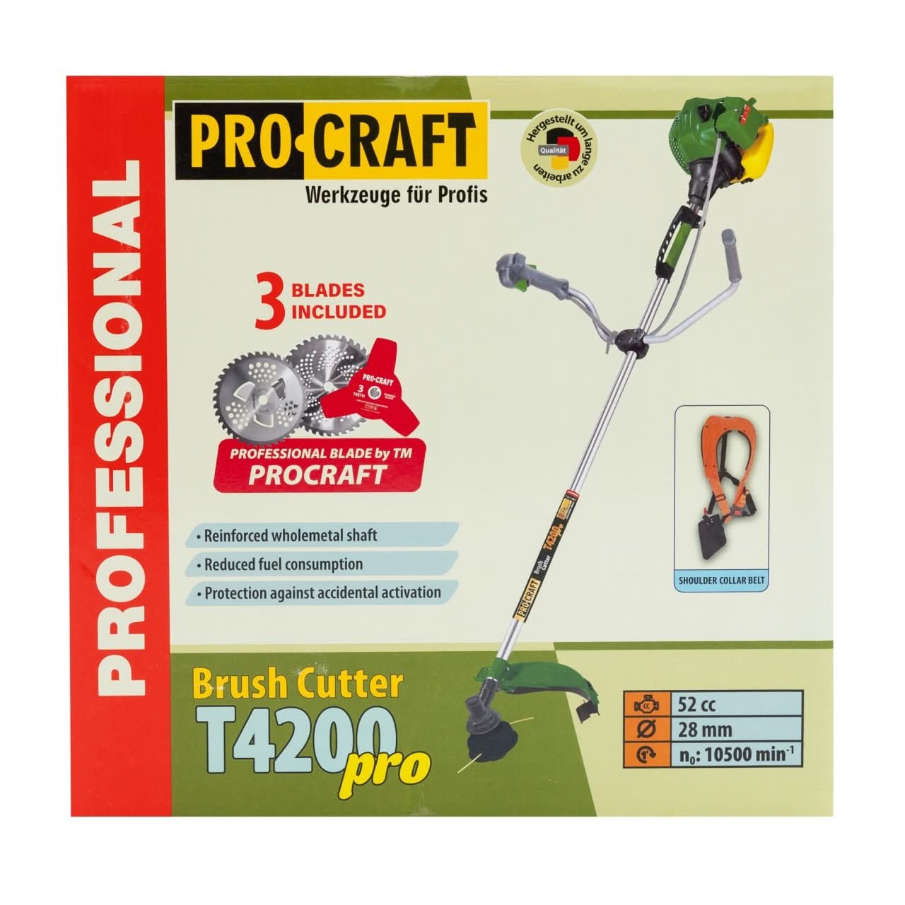 Motocoasa Procraft T4200 PRO, 5.7 CP, 9000 RPM, 2T, latime taiere 254 mm