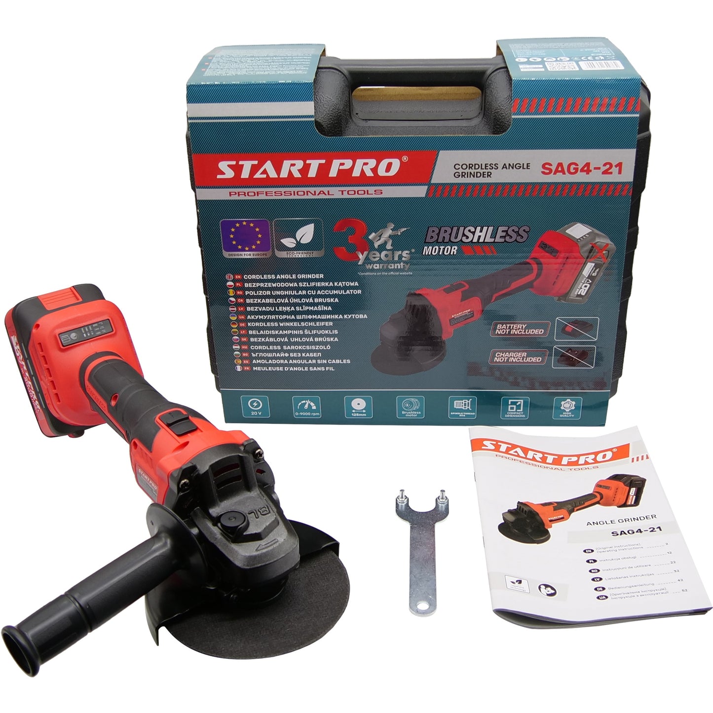 Polizor unghiular StartPro SAG4-21, 20V, 125mm, Brushless