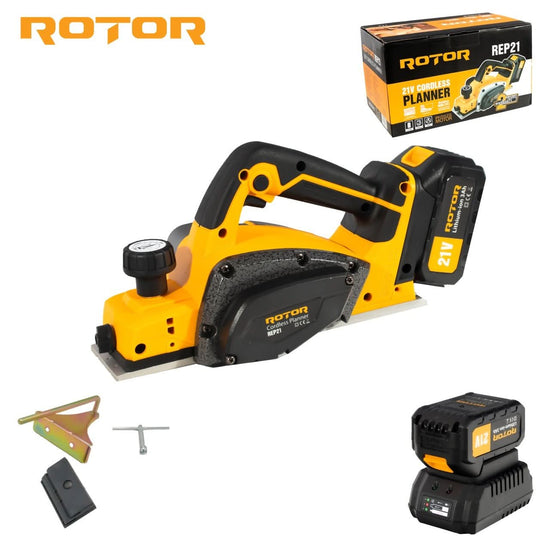 Rindea pe acumulator ROTOR REP21, 21V, motor brushless 500W, latime rindeluire 82 mm