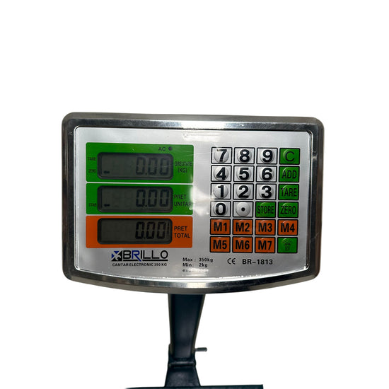 Cantar electronic BRILLO cu brat rabatabil, afisaj LED dublu, 350 kg, platforma 40x50 cm