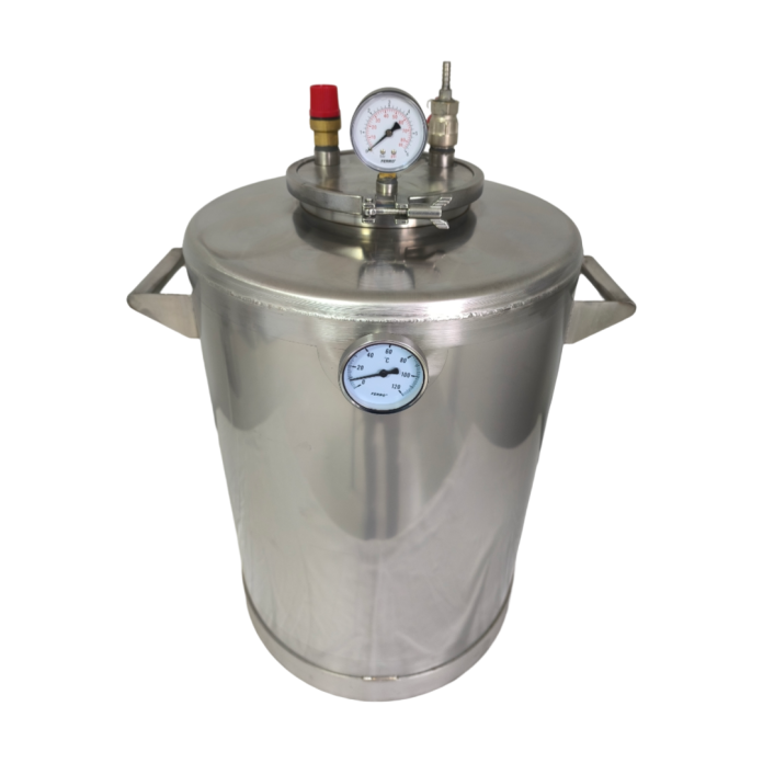 Autoclav ZEP 110L pentru fabricarea conservelor, inox AISI 304, termometru 120C, manometru 6 bari, suport borcane inclus