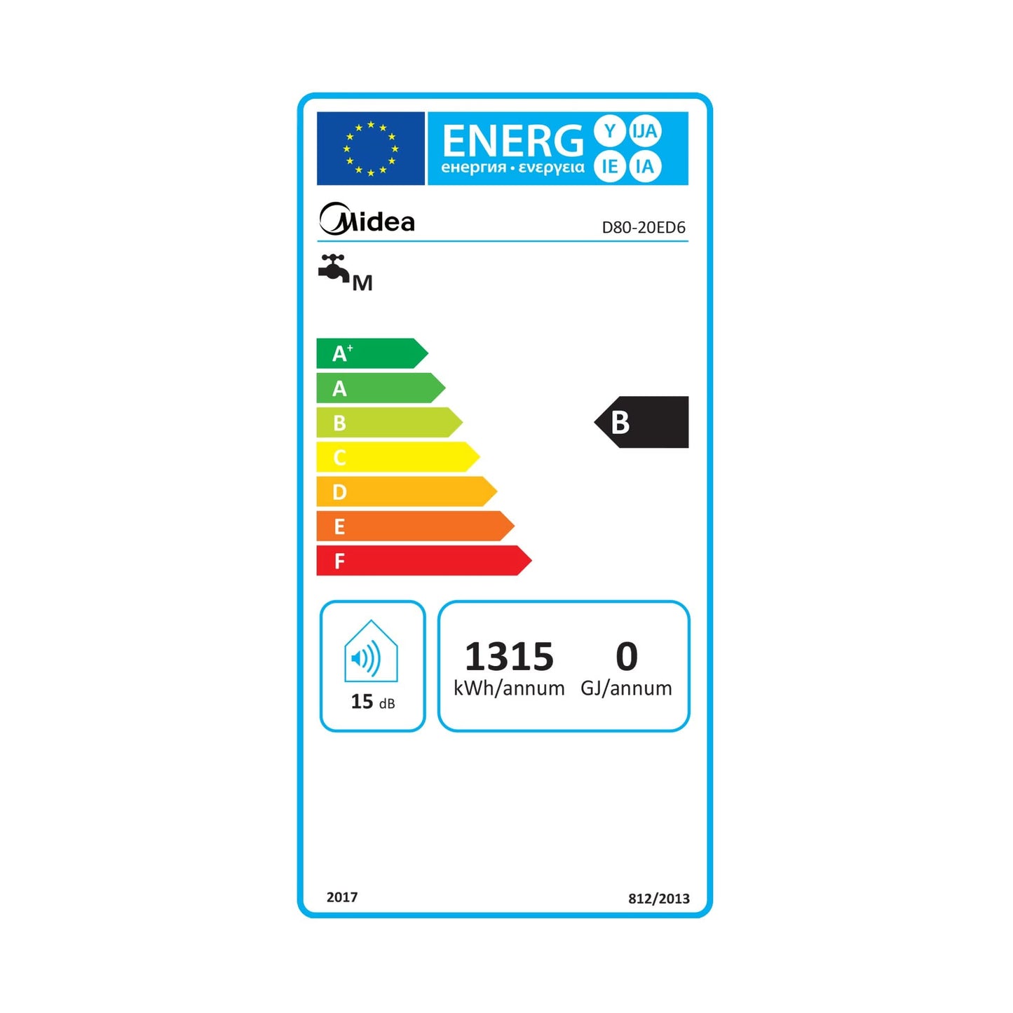 Boiler electric MIDEA 74L, 2000W, Wi-Fi, montaj vertical/orizontal, afisaj LED