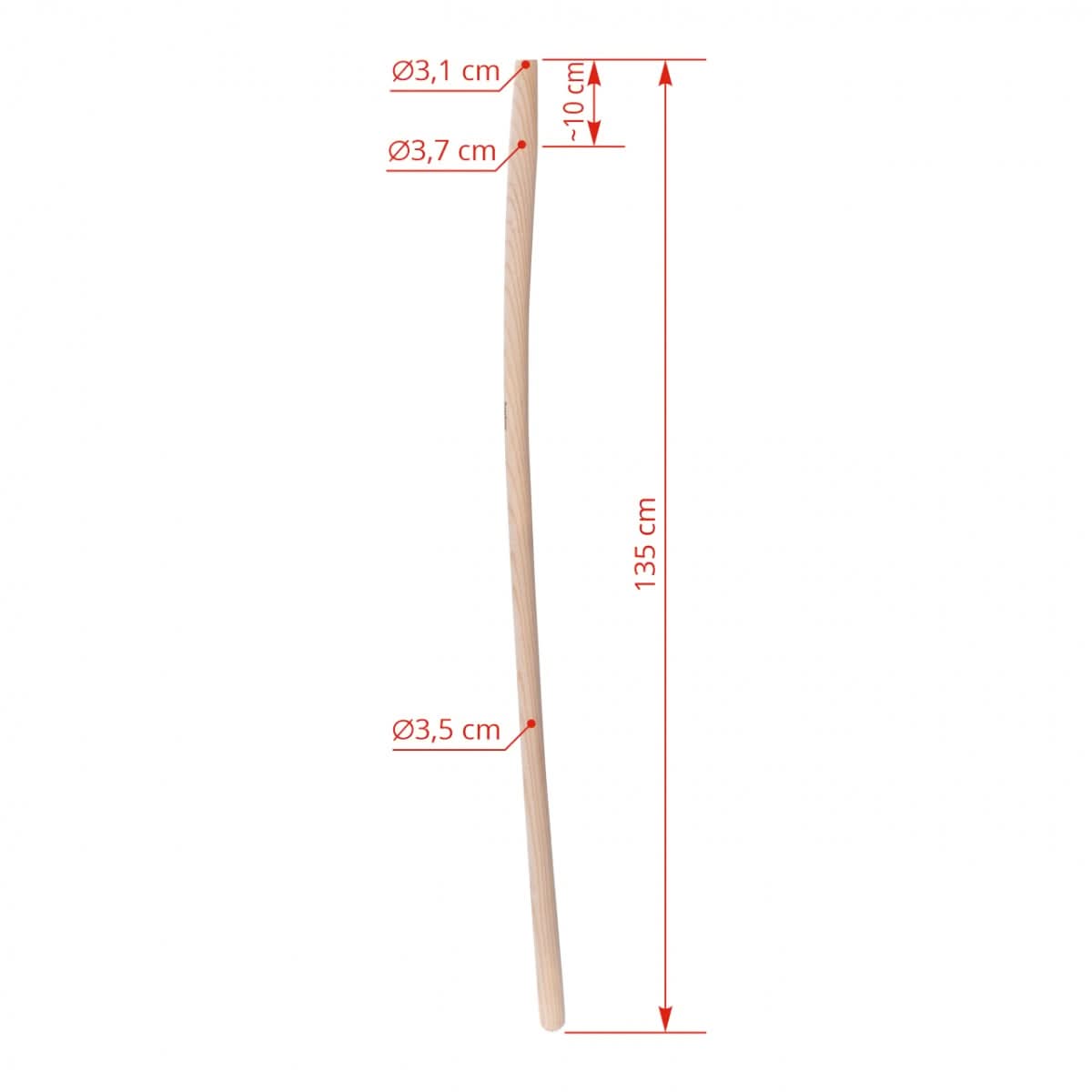 Coada curbata lemn frasin 135 cm pentru unelte (lopata, furca, grebla)