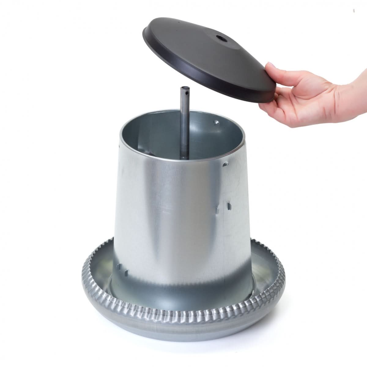 Hranitoare metal galvanizat 8 litri cu grila anti-risipa pentru pasari adulte