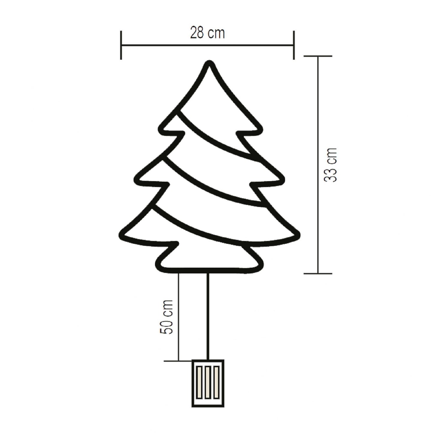 Decor Fereastra Brad cu 35 LED Alb Cald, Timer 6/18h, pe Baterii, Interior, 28x33 cm, KID502BWW