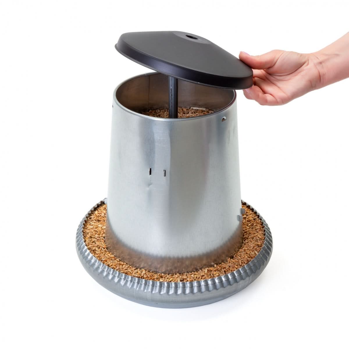 Hranitoare metal galvanizat 8 litri cu grila anti-risipa pentru pasari adulte
