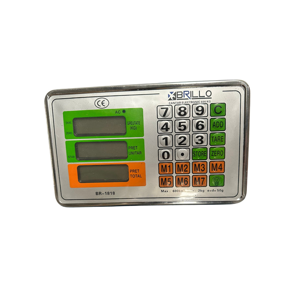 Cantar platforma wireless Brillo 600kg, afisaj LCD iluminat, precizie 100g, acumulator 4000 mAh, platforma 52x62 cm