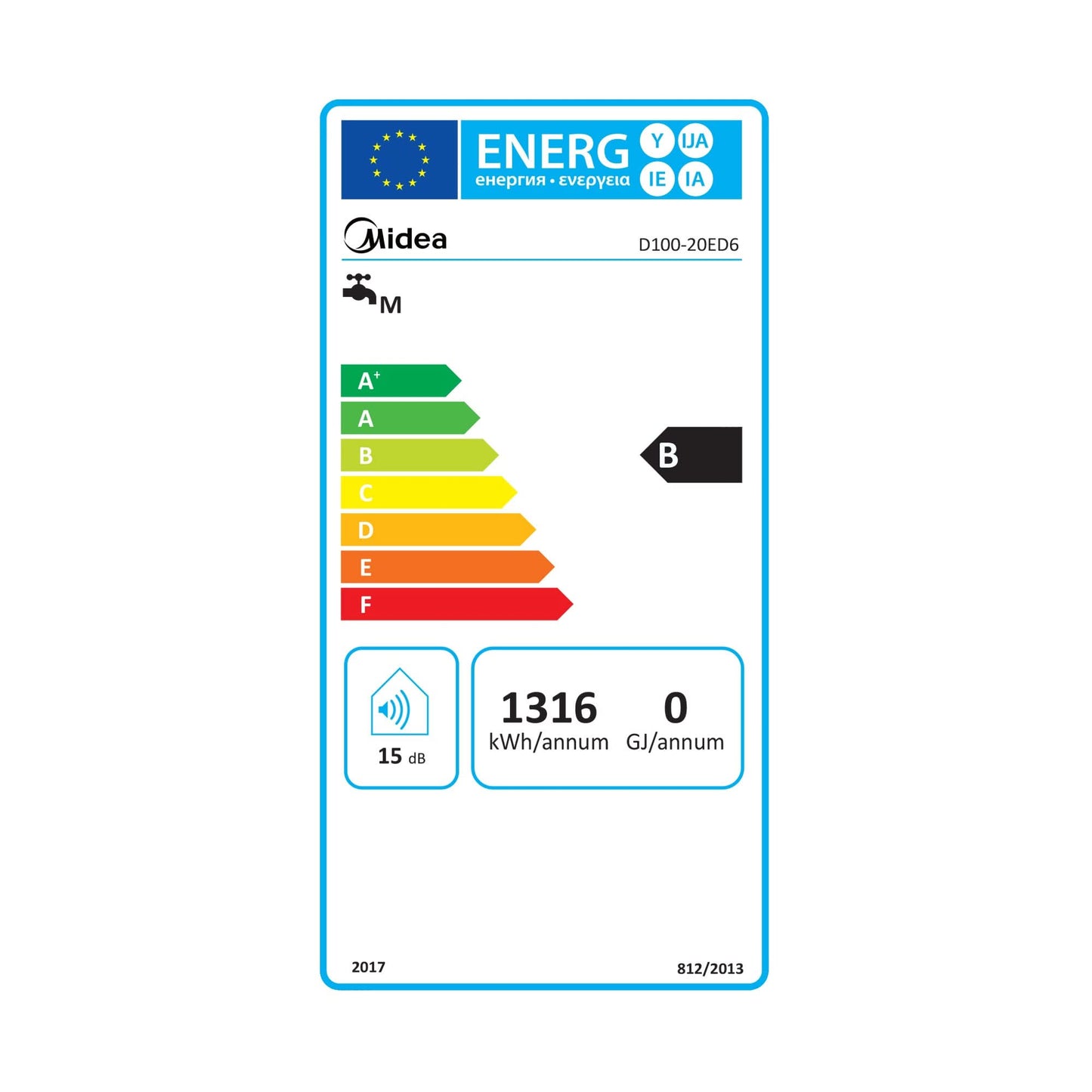 Boiler electric MIDEA 93L, 2000W, Smart Wi-Fi, montaj vertical/orizontal, afisaj LED, IPX4