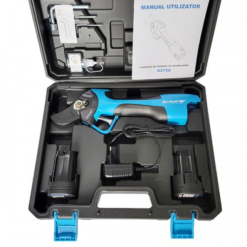 Foarfeca electrica de gradina cu acumulator Archer A2758, 14.4V, 30 mm, 2 baterii, 0.8 kg, valiza transport