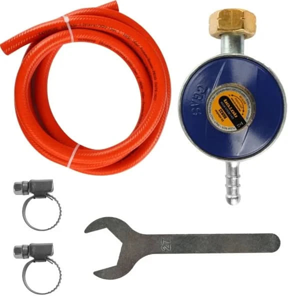 Set regulator gaz reglabil ROTOR RSGR1.5 20-60mbar cu furtun 1.5m coliere si cheie GPL Propan Butan