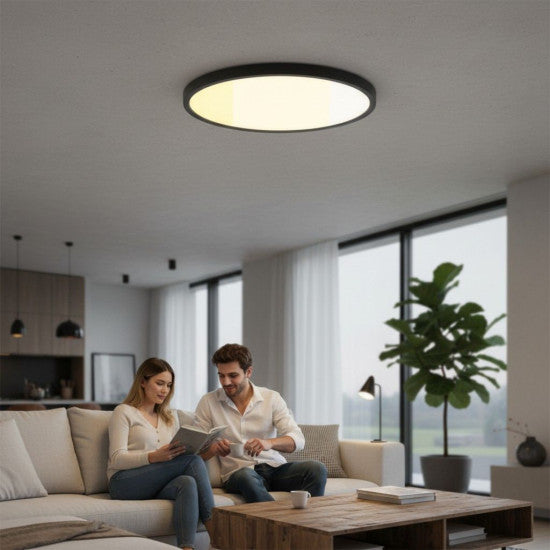 Plafoniera LED Versa, Rama Neagra, 40W, Ø500x27mm, 3000K/4000K/6500K