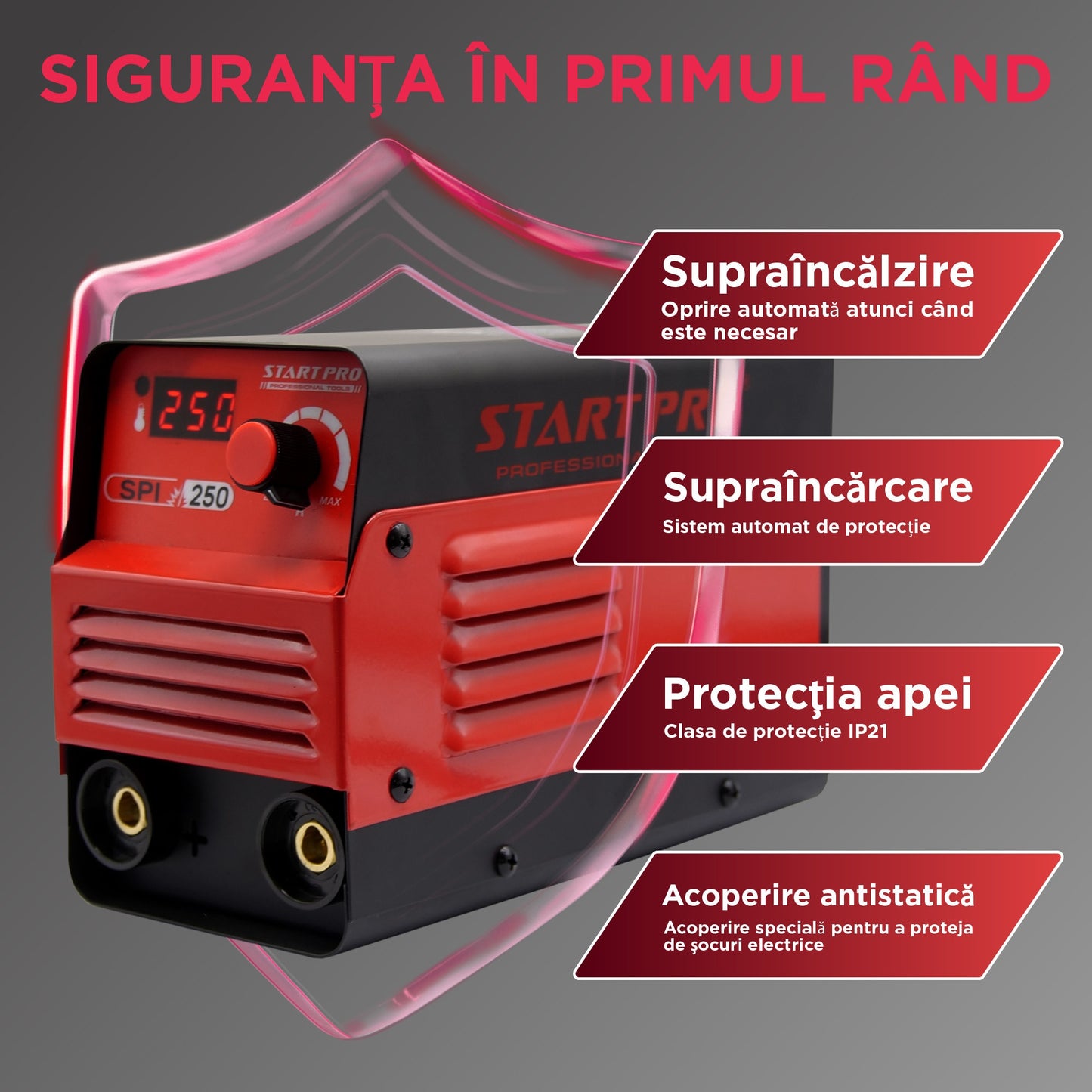 Aparat sudura PROFESIONAL StartPro SPI-250MM, MMA, 20–250A, IGBT