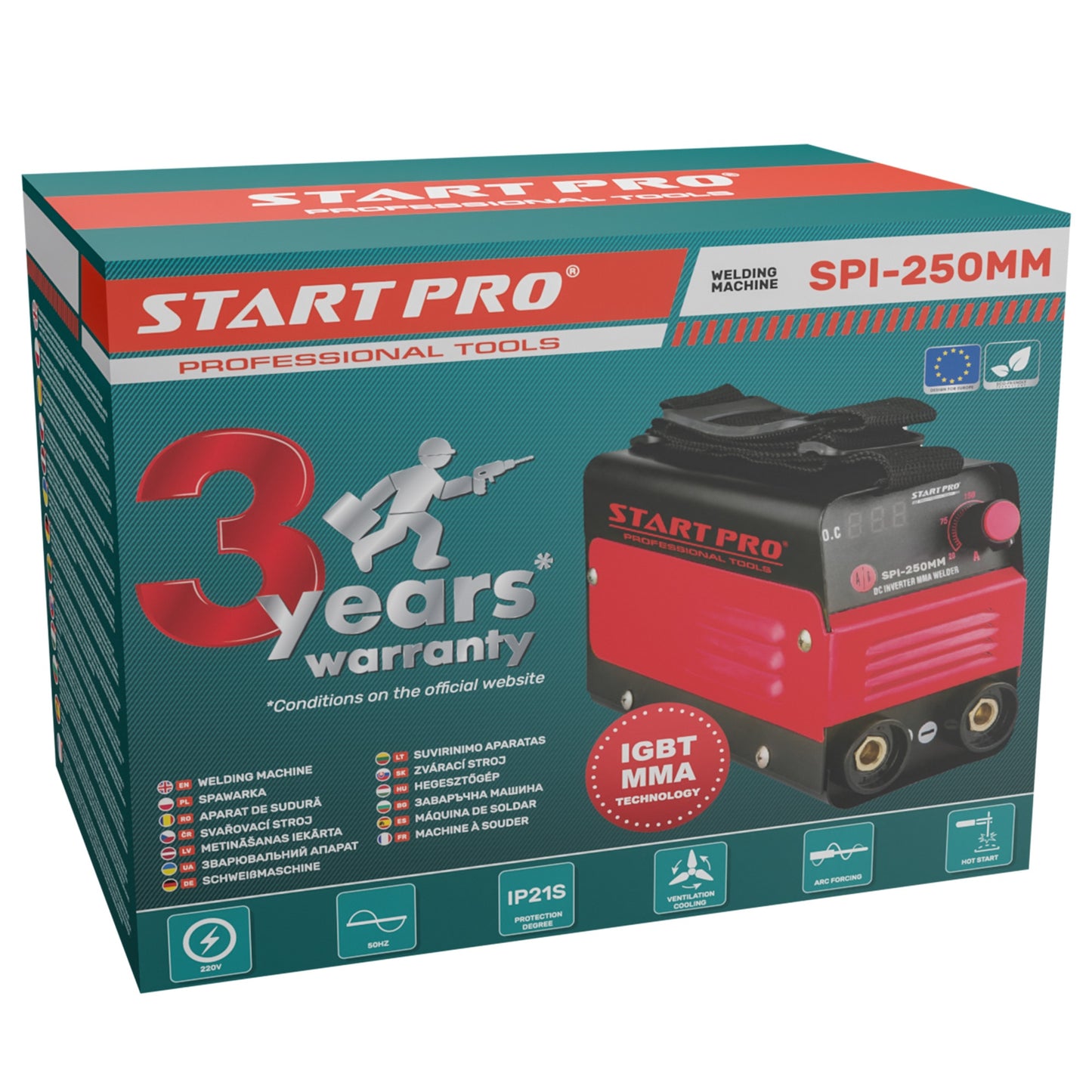Aparat sudura PROFESIONAL StartPro SPI-250MM, MMA, 20–250A, IGBT