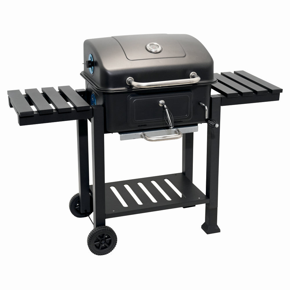 Gratar portabil Klugmeister FT01-017 pe carbune/lemn, otel tratat termic, 54x43 cm, tava cenusa, exterior