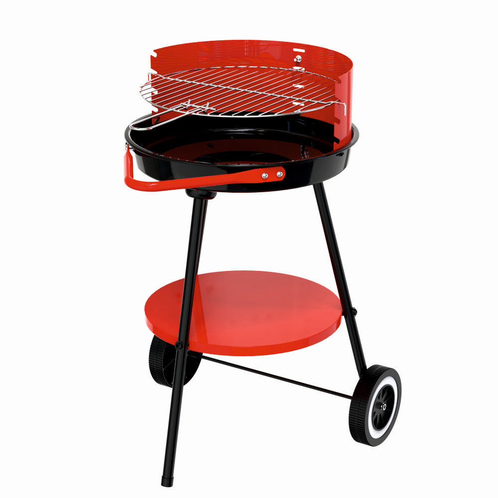 Gratar pe carbuni KLUGMEISTER KY23016A, material otel, circular, portabil, inaltime gatire 59-69 cm, cu roti deplasare