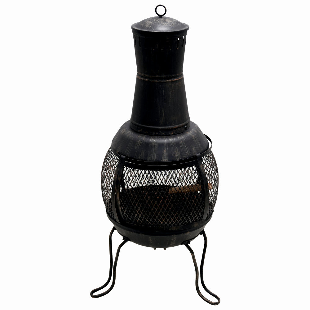 Semineu pentru terasa KLUGMEISTER KY1822M, material otel, capac superior, gratar interior, dimensiuni 43x43x91 cm