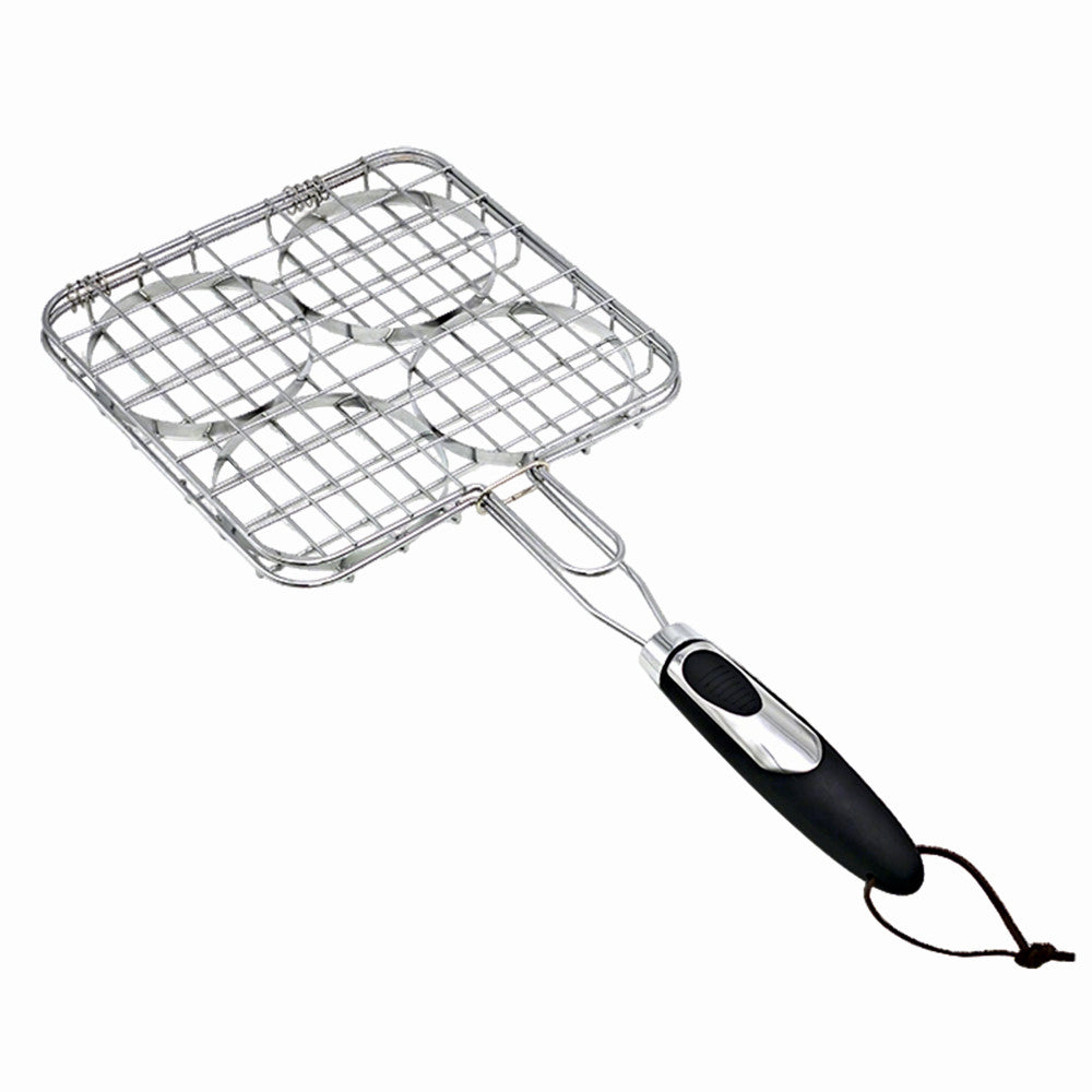 Suport carne hamburger pentru gratar KLUGMEISTER KY5223H, otel inoxidabil, maner termoizolant