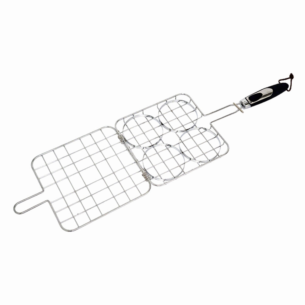 Suport carne hamburger pentru gratar KLUGMEISTER KY5223H, otel inoxidabil, maner termoizolant