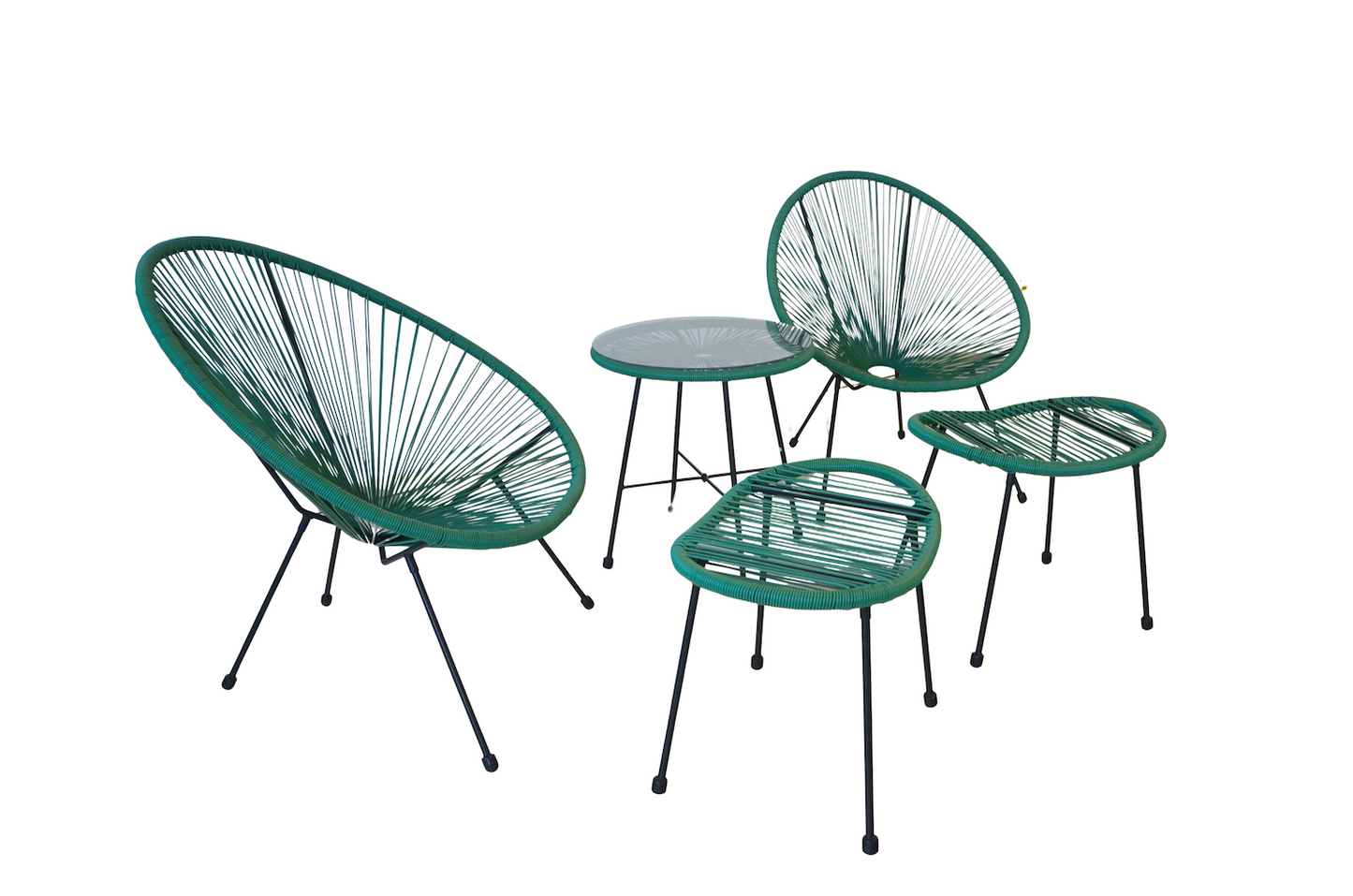 Set mobilier terasa/gradina KLUGMEISTER KLFC042, doua scaune + masa + doua suporturi picioare, verde