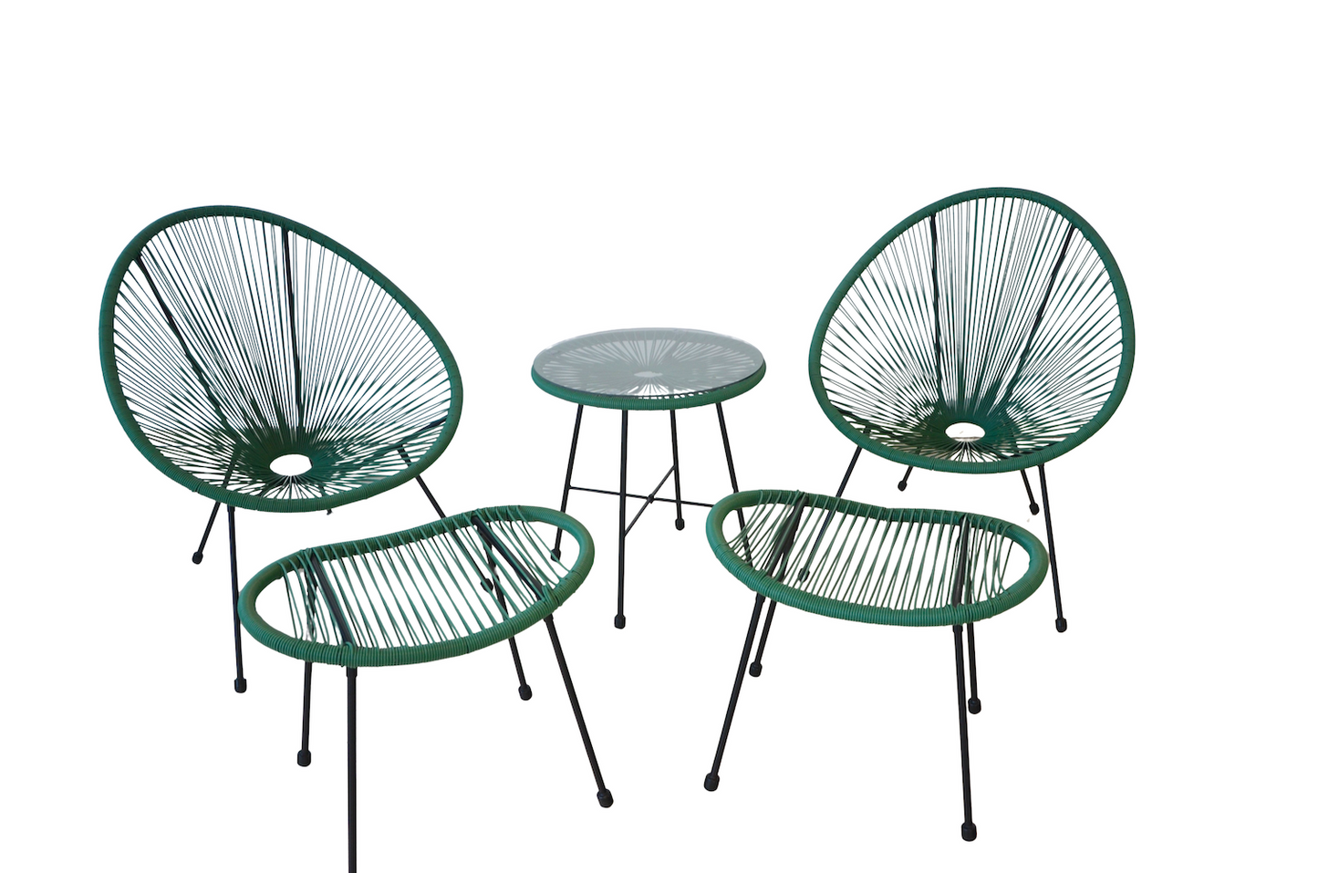 Set mobilier terasa/gradina KLUGMEISTER KLFC042, doua scaune + masa + doua suporturi picioare, verde