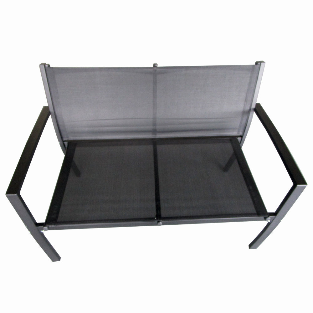 Set mobilier terasa/gradina KLUGMEISTER KJFT079, doua fotolii + canapea + masuta din sticla securizata, culoare neagra