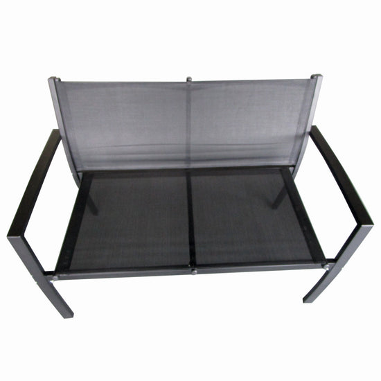 Set mobilier terasa/gradina KLUGMEISTER KJFT079, doua fotolii + canapea + masuta din sticla securizata, culoare neagra