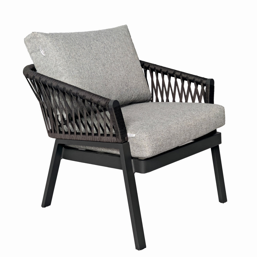 Set mobilier terasa/gradina KLUGMEISTER KJFT3407, 4 piese cu cadru de aluminiu, perne incluse, culoare gri