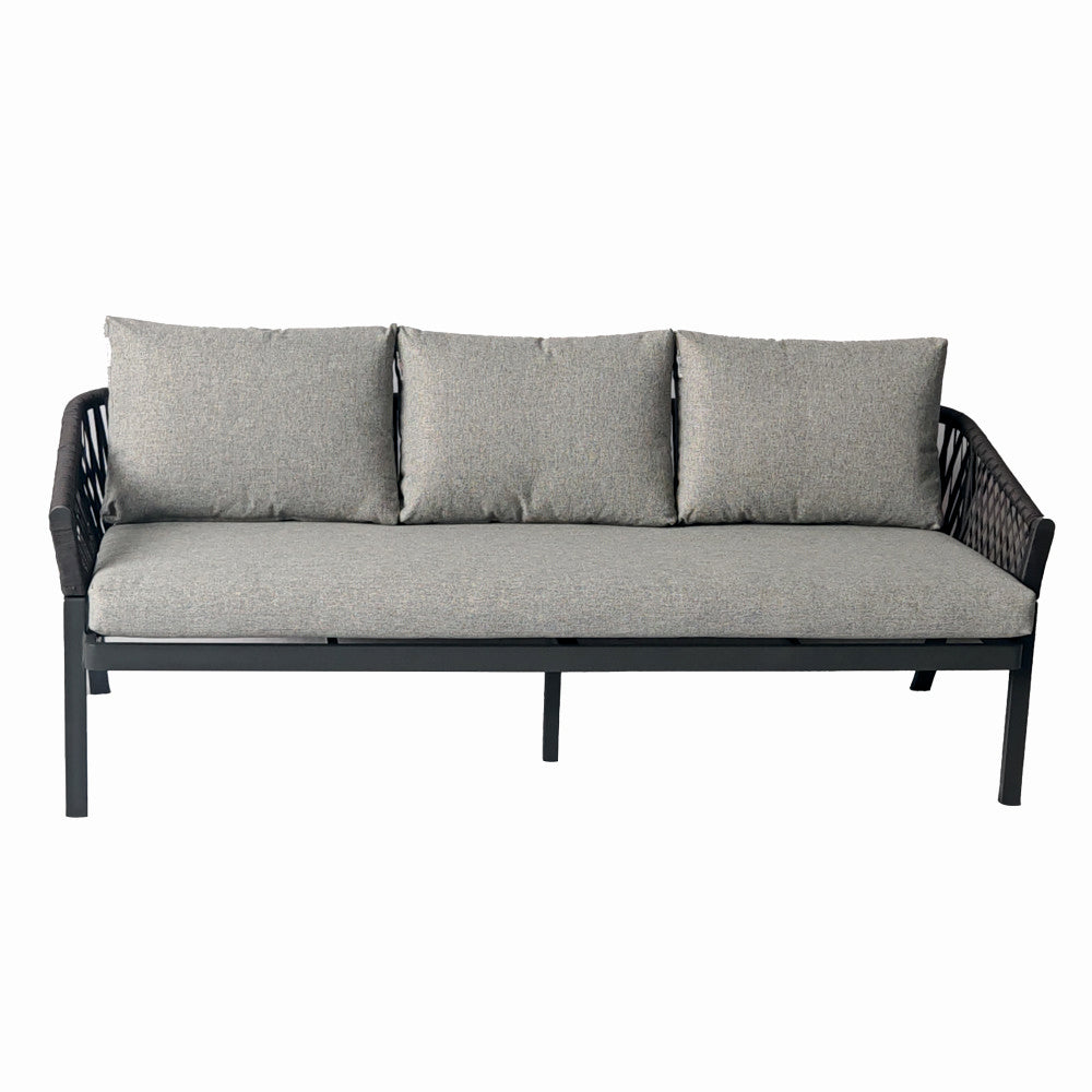 Set mobilier terasa/gradina KLUGMEISTER KJFT3407, 4 piese cu cadru de aluminiu, perne incluse, culoare gri