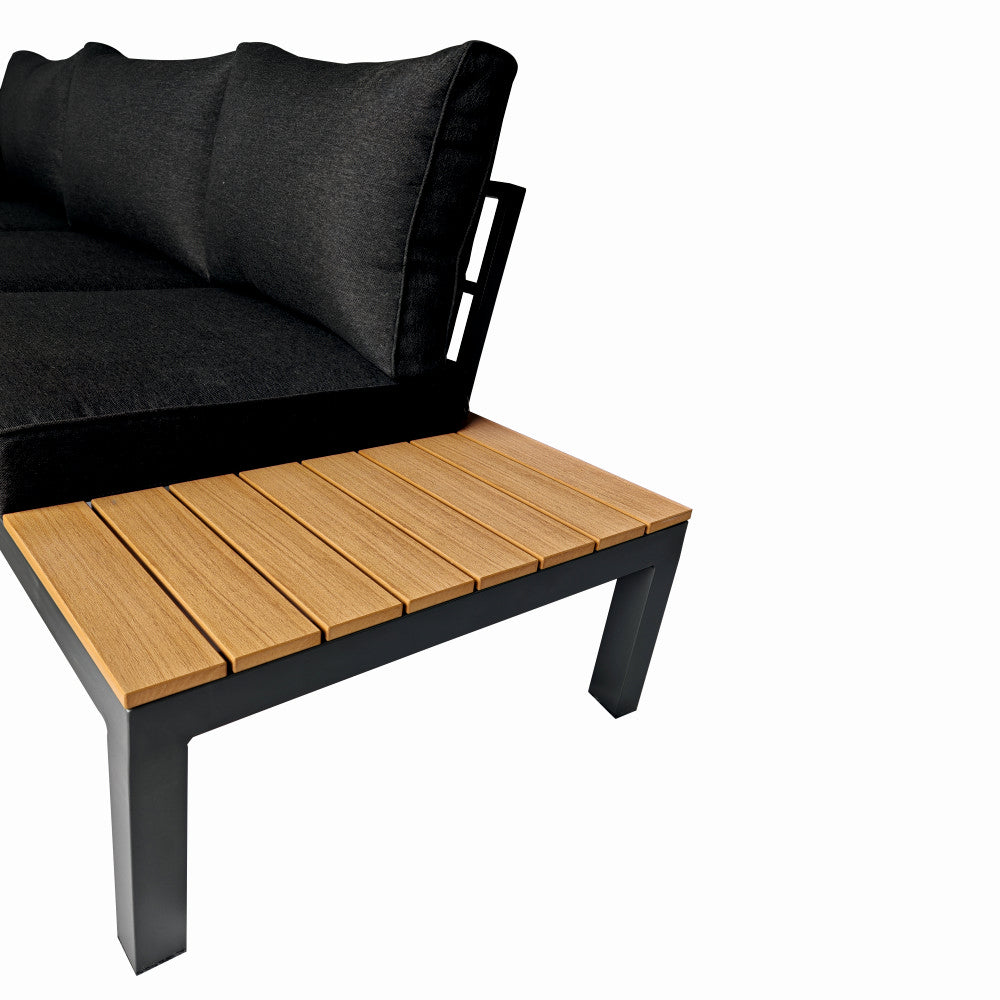 Set mobilier terasa/gradina premium din aluminiu si polywood KLUGMEISTER KJF4313, 4 piese (perne incluse), culoare gri