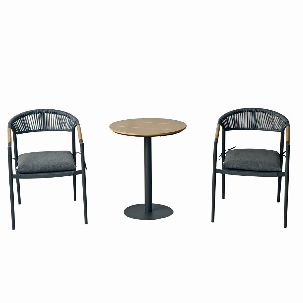 Set mobilier tarasa/gradina KLUGMEISTER KJF11196, doua scaune + masa, cu perne incluse, culoare gri
