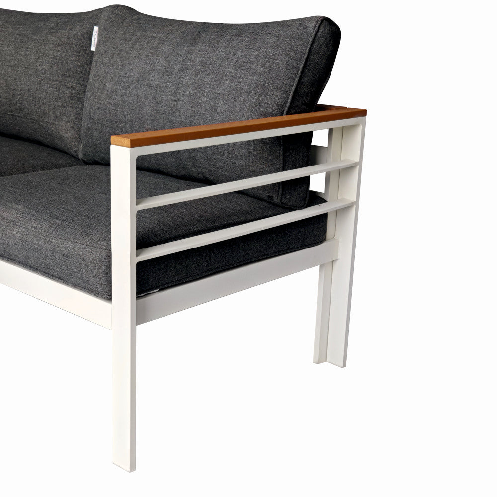 Set mobilier terasa/gradina KLUGMEISTER KJFA003, coltar 5 locuri si masa cu cadru de aluminiu, culoare gri