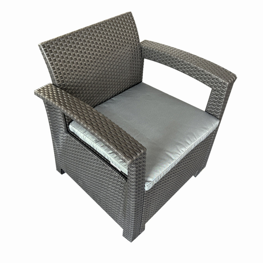 Set mobilier terasa/gradina tip ratan KLUGMEISTER KJF3132, canapea + doua fotolii + masa, culoare gri