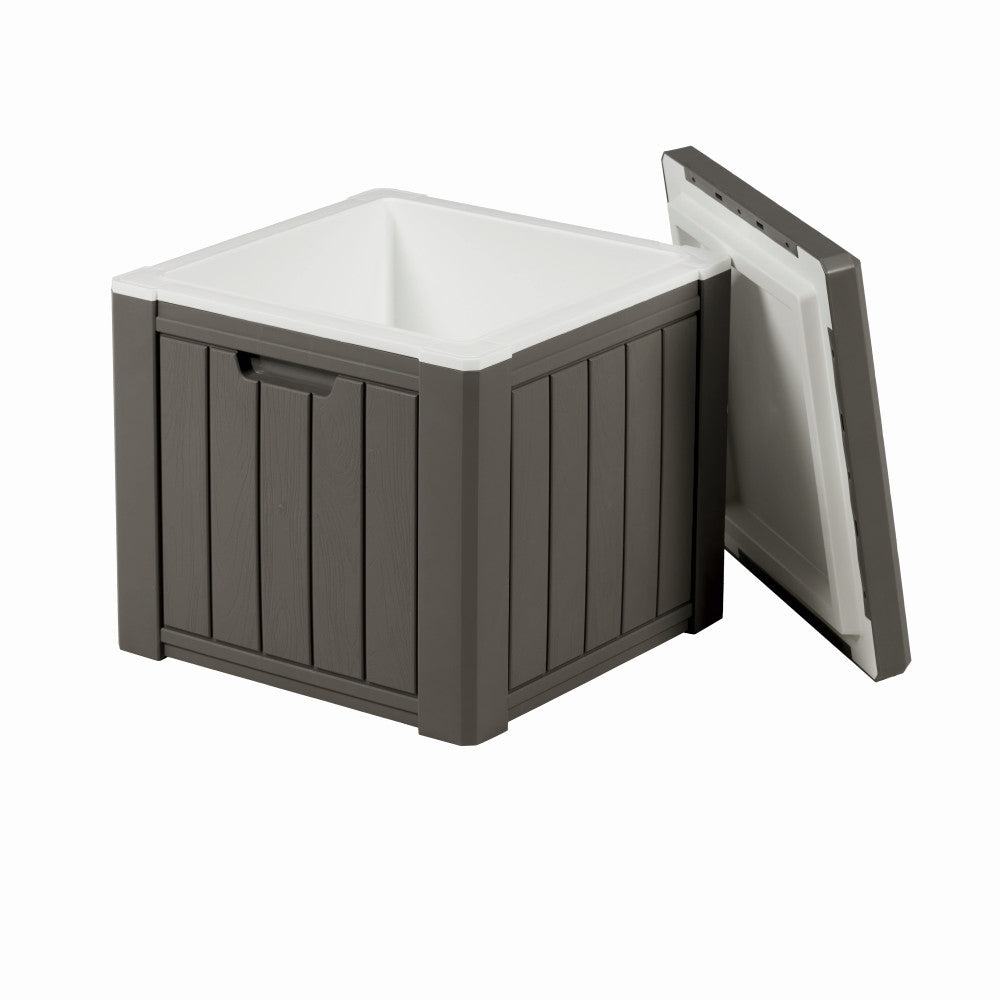 Lada depozitare pentru terasa/gradina din HDPE KLUGMEISTER KJF3146, 42x42x40.1 cm, volum 37 litri, culoare gri