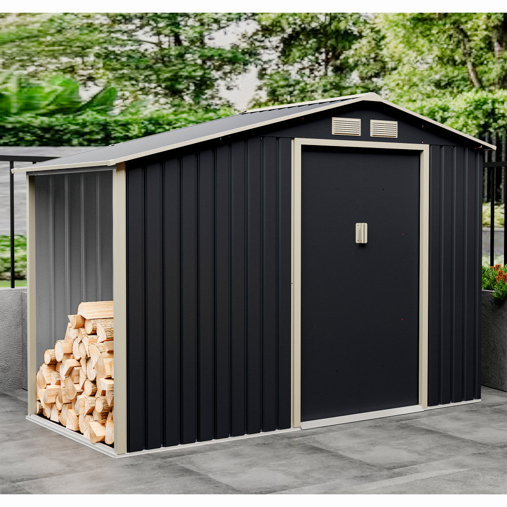 Casuta de gradina metalica ZEP Luke-A, 278x131x195 cm, otel galvanizat, ventilatie, usi culisante, baza inclusa