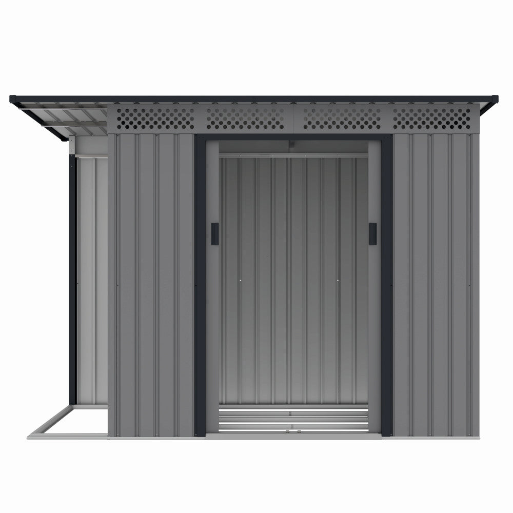 Casuta de gradina metalica ZEP Chester-A, 257x142x184 cm, otel galvanizat, ventilatie, usi culisante, baza inclusa