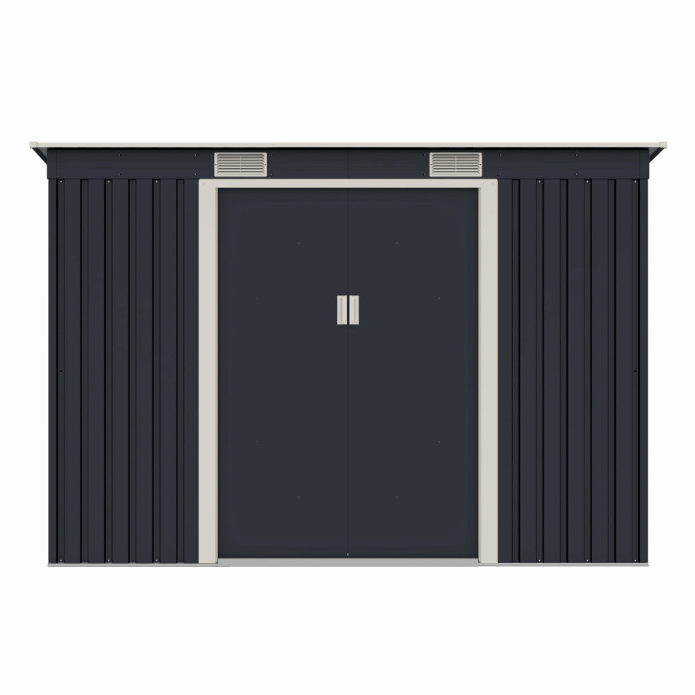 Casuta de gradina metalica ZEP S2001-B, 261x121x176 cm, otel galvanizat, ventilatie, usi culisante, baza inclusa