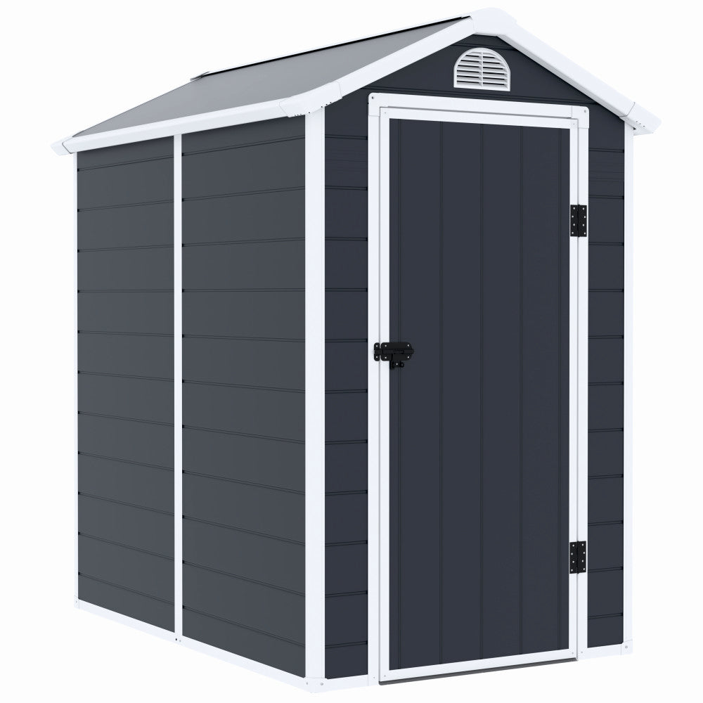 Casuta de gradina ZEP AVE-B, 134x192x204 cm, panel plastic 12 mm cu ranforsare metal, fereastra, ventilatie, baza inclusa