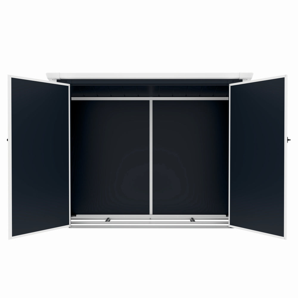 Casuta de gradina ZEP Colin-A, 199x90x149 cm, panel plastic 12 mm cu ranforsare metal, baza inclusa, incuiere cu lacat