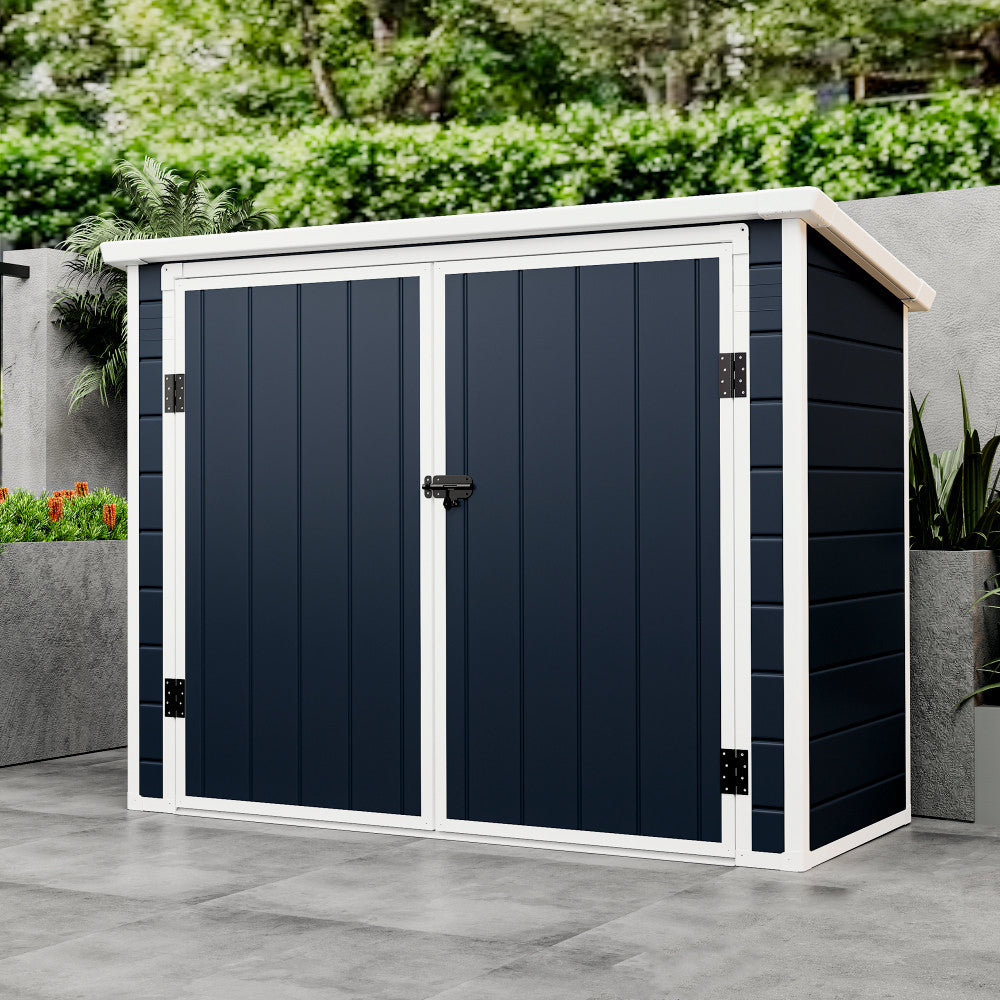 Casuta de gradina ZEP Colin-A, 199x90x149 cm, panel plastic 12 mm cu ranforsare metal, baza inclusa, incuiere cu lacat