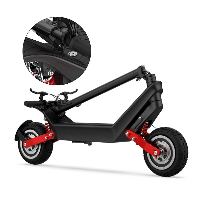 Trotineta electrica KIXIN X10, motor dual 2x500W, baterie 48V 18.2Ah, autonomie 100 km, viteza 40 km/h, roti 11 inch, sarcina 120 kg
