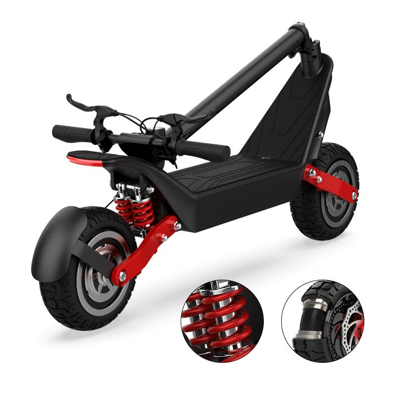 Trotineta electrica KIXIN X10, motor dual 2x500W, baterie 48V 18.2Ah, autonomie 100 km, viteza 40 km/h, roti 11 inch, sarcina 120 kg