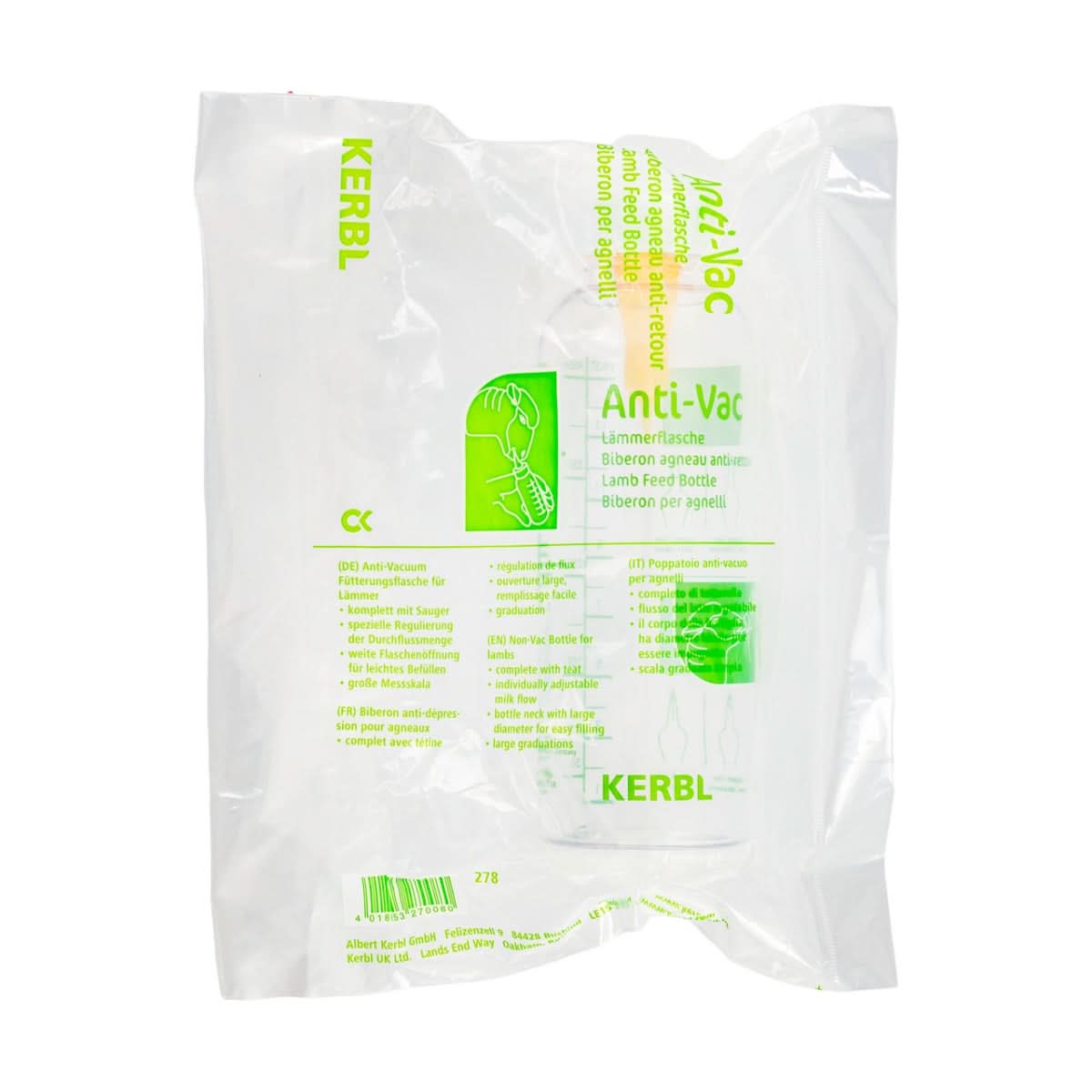 Bidon alaptare miei si iezi 450ml, cu tetina AntiVac, plastic transparent