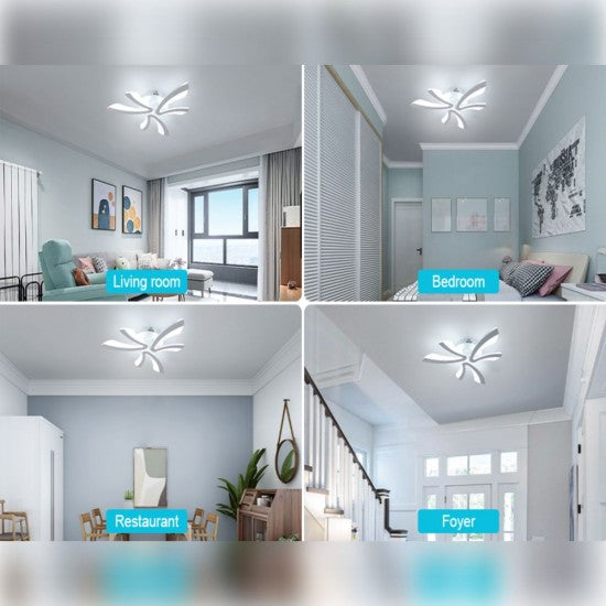 Lustra LED 40W, 6 Brate, Telecomanda IR, 3 Culori, 610 mm