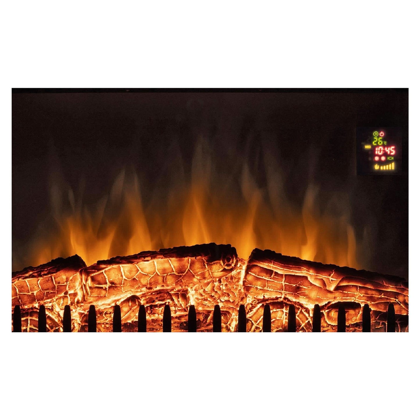 Semineu electric incorporabil FKKI 03, 2000W, efect flacara reala, termostat electronic, program saptamanal, telecomanda, protectie supraincalzire, negru