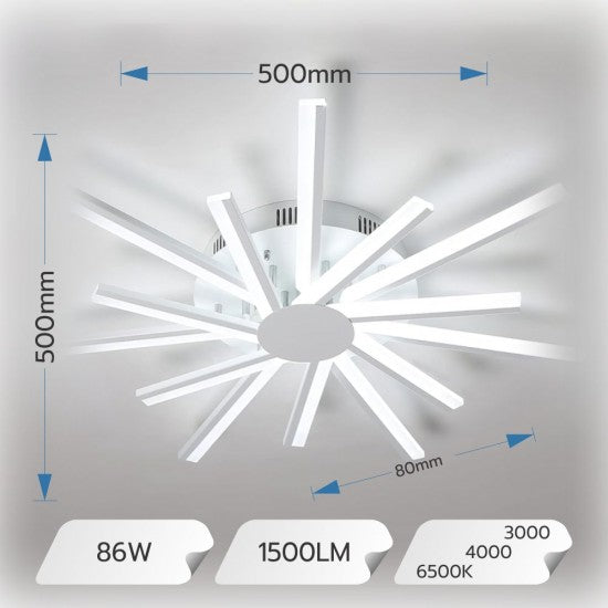 Plafoniera LED SUN 86W, 7100 lm, 3000K/4000K/6500K, 500 mm