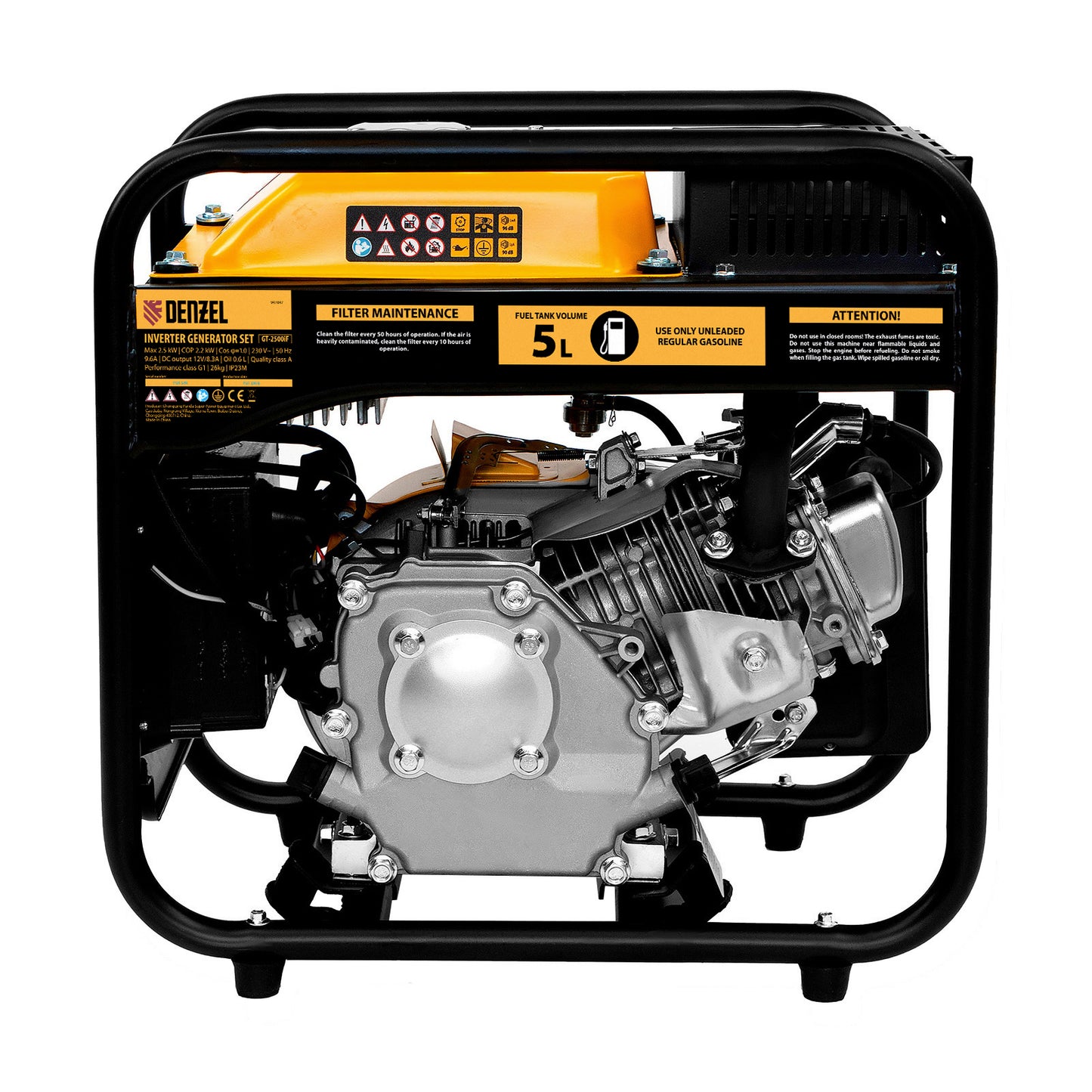 Generator cu invertor Denzel GT-2500iF, 2.5 kW, 230V, carcasa deschisa, pornire manuala, motor 212 cm³