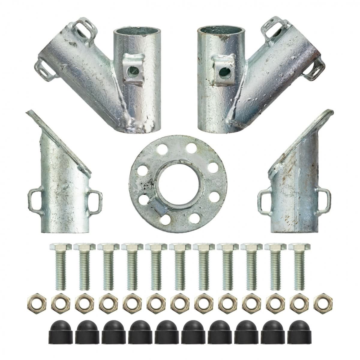 Set colt gard T-post 5 conectori 11 suruburi 13 piulite 10 capace plastic