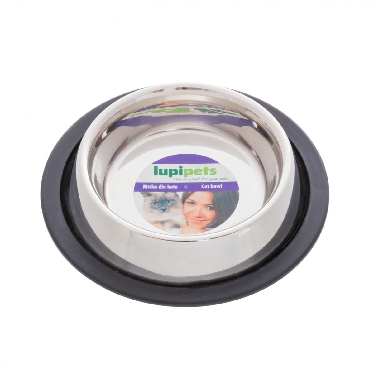 Castron inox pentru pisici 230 ml Ø12 cm cu inel cauciuc antialunecare